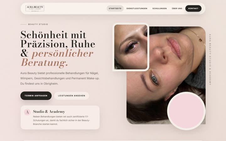 Aura Beauty, Website von Blau Creative Studio