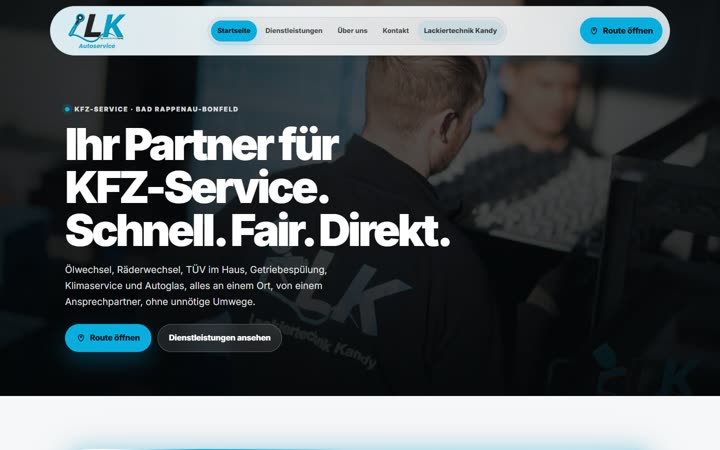LK Autoservice Kandy, Website von Blau Creative Studio