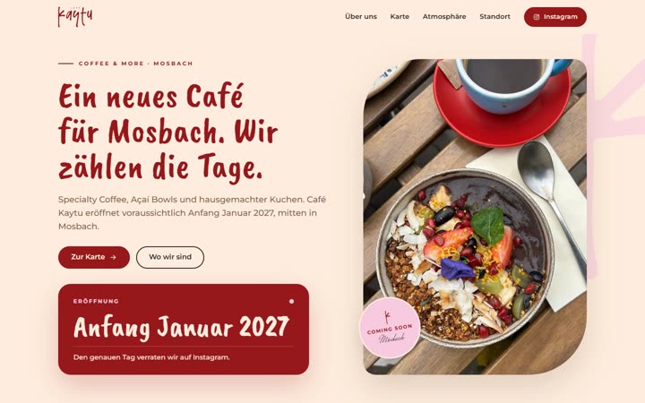 Café Kaytu, Website von Blau Creative Studio