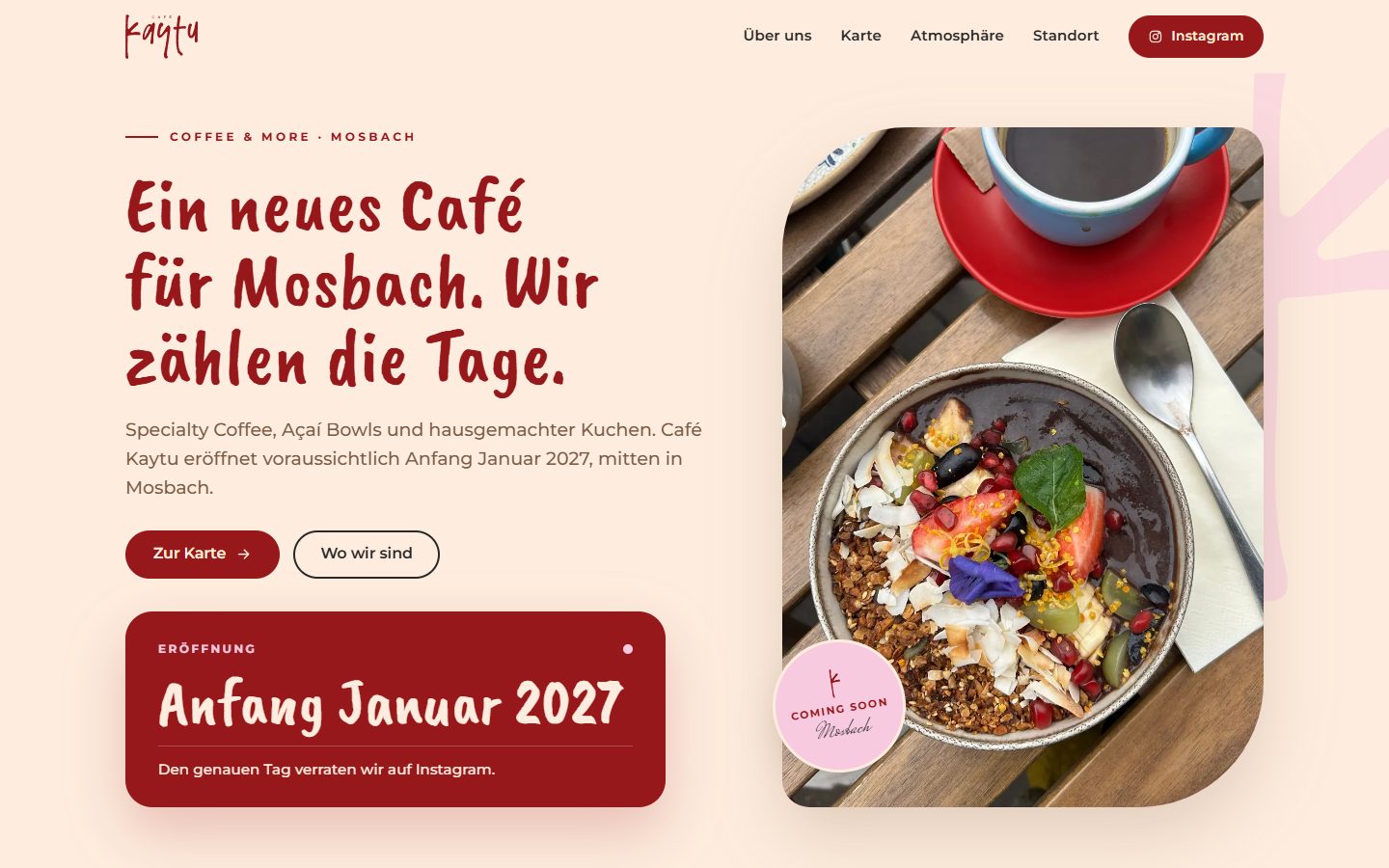 Café Kaytu, Website von Blau Creative Studio (Café · Mosbach)