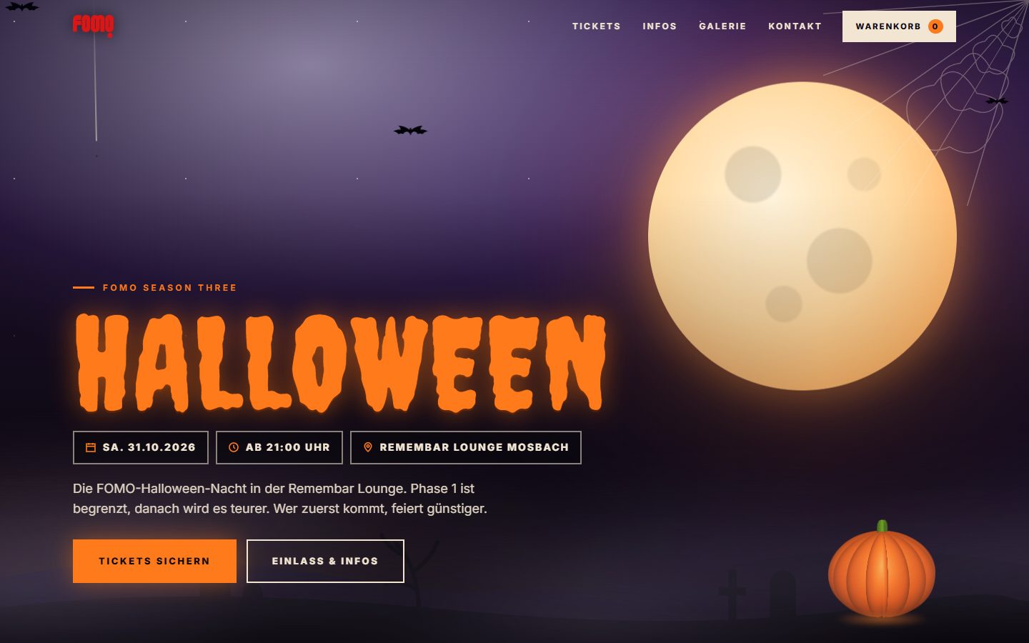 FOMO Season, Website von Blau Creative Studio (Events & Tickets · Mosbach)