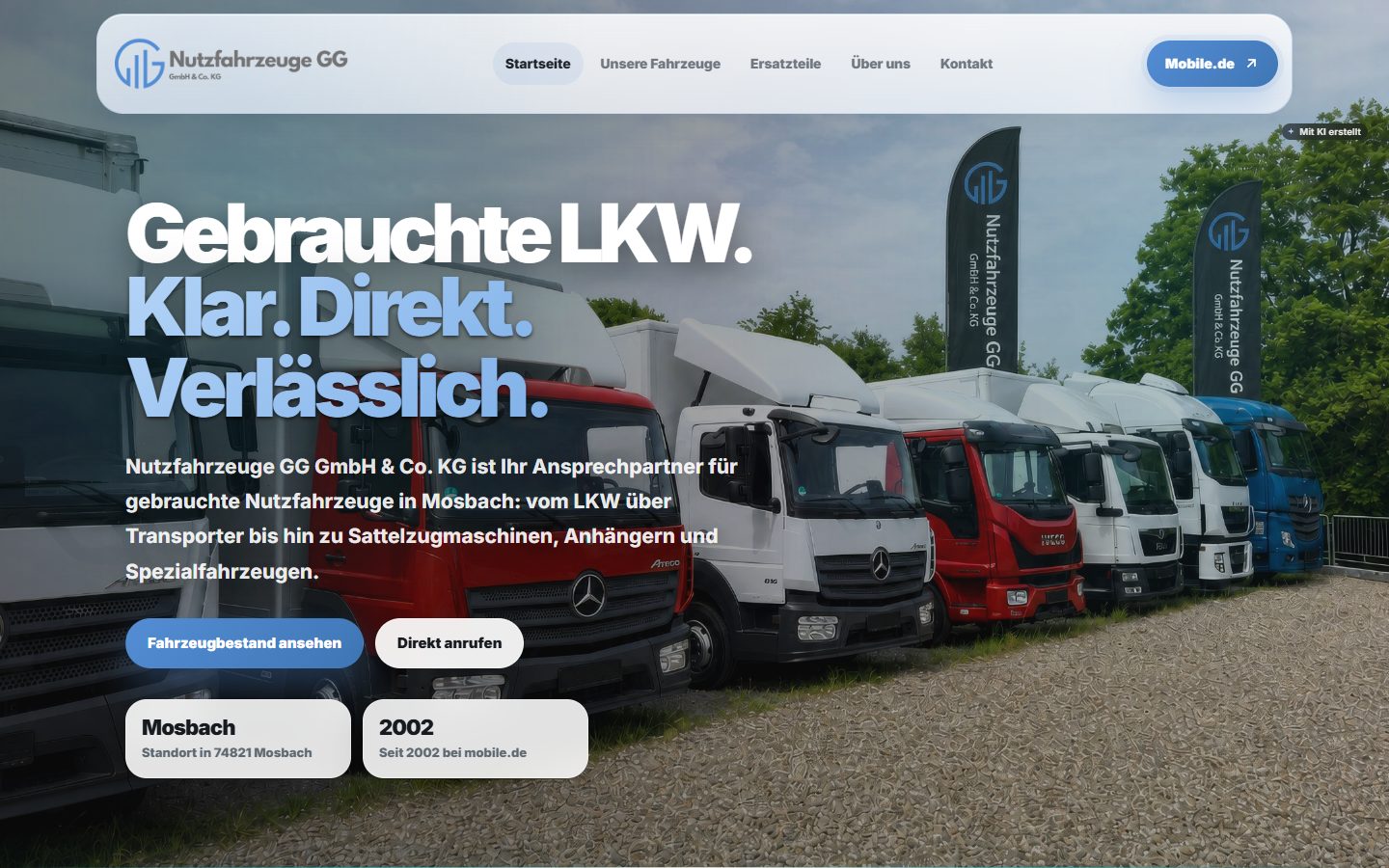 Nutzfahrzeuge GG, Website von Blau Creative Studio (LKW & Nutzfahrzeuge · Mosbach)