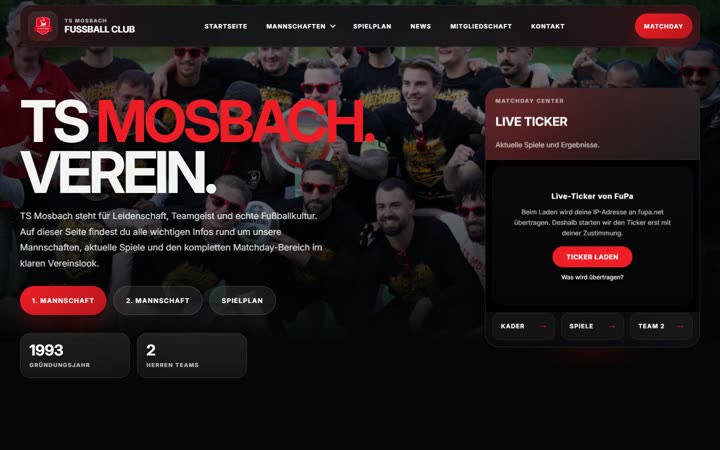 TS Mosbach, Website von Blau Creative Studio