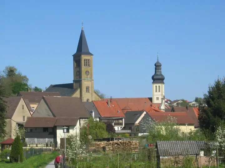 Blick auf Elsenz vom Elsenzer See Elsenz Deutschland