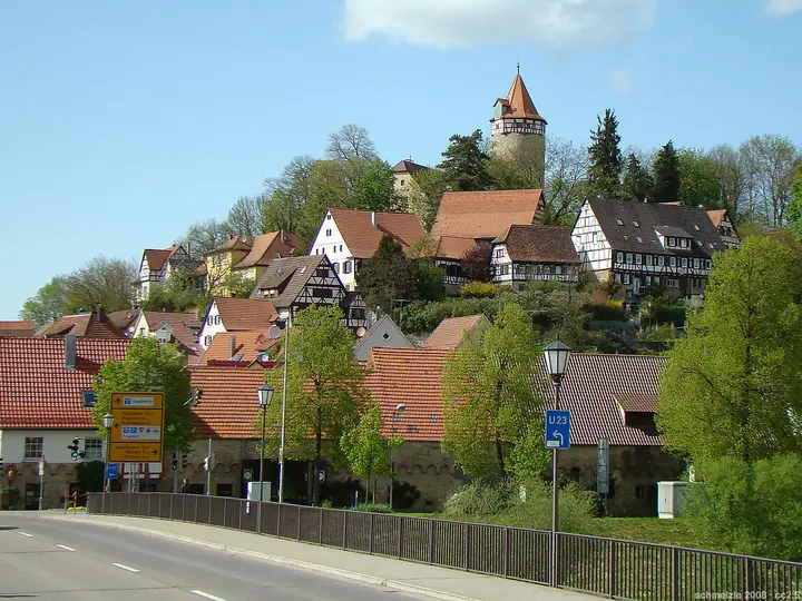 Blick zum Burgberg in Möckmühl
