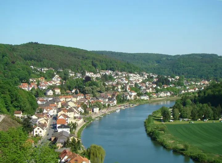 Blick von der Hinterburg auf Neckarsteinach