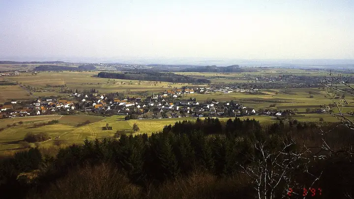 Katzenbuckel: Aussicht vom Katzenbuckelturm nach Südosten in den badischen (Buntsandstein-)Odenwald